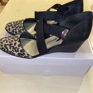 Anne Klein Sport animal print wedge shoe